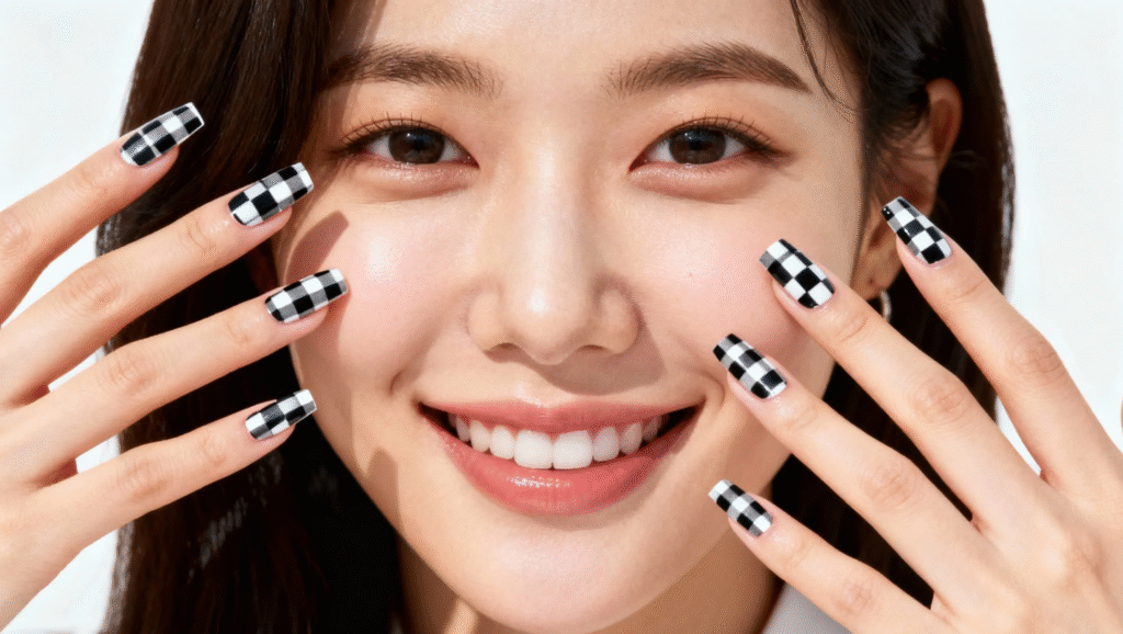 체크패턴 네일